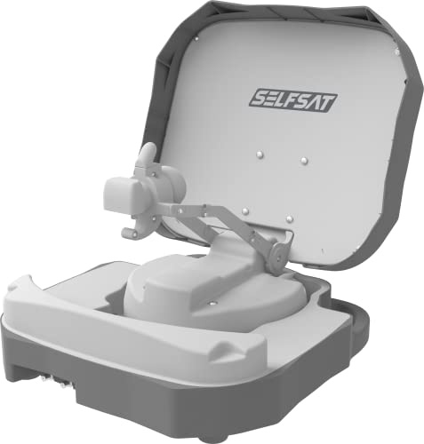 [Prueba: muy bueno*] Selfsat Caravan Mobil Antena parabólica única totalmente automática incluye control iOS/Android, sistema de satélite portátil para camping