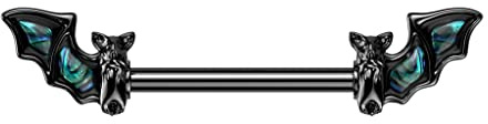 beyoutifulthings Brustwarzen-piercing Fledermaus Schwarz Abalone Brust-piercing Nippel-piercing Intim-piercing Chirurgenstahl Stab 14-mm