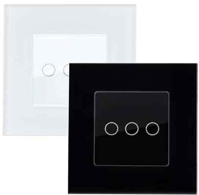 LEDKIA Interruptor Táctil Triple con Marco Cristal Modern Blanco