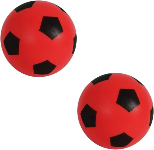 HTI Fun Sport 2-Pack Red Foam Footballs | Soft & Lightweight Sponge Balls for Kids | Indoor & Outdoor Soccer Play | Safe, Durable & Kid-Friendly | 19.4cm Foam Sports Balls for All Ages