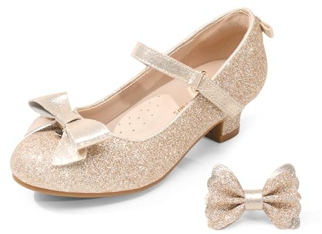 DREAM PAIRS Girl's Ballet Flats Mary Jane Strap Flat Shoes Princess Ballerina,Size 26.5,Guld,SDFL2322K