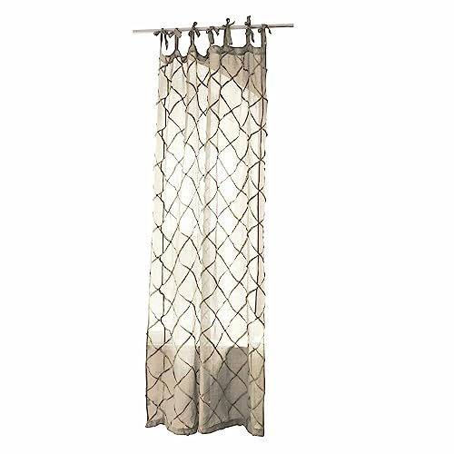 Loberon Gardine Sibel, Luftig Leicht & Lichtdurchlässig, Handgearbeitete Falten im Trellis-Stil, mit Praktischen Bindebändern, in der Länge Variierbar, Vorhang, leinen