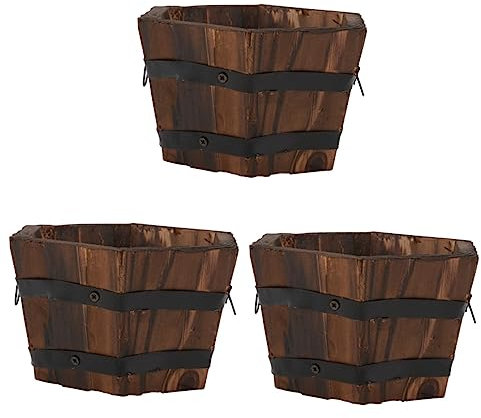 Cabilock 3 Pezzi Elegante Vaso per Fiori Bonsai Robusto Vaso in Legno Texture Liscia per Giardino O Arredamento per La Casa Multiuso