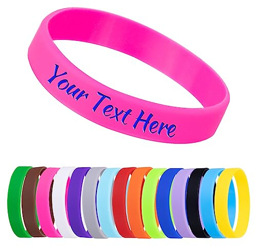 Individuelle Armbänder, Silikon, Gummi, personalisierbar, 1, 10, 30, 50 Karat, Gravur, für Veranstaltungen, Unterstützung, Hochzeit, Motivation, Bewusstsein, Rosarot, Optional, Silikon, Gummi.