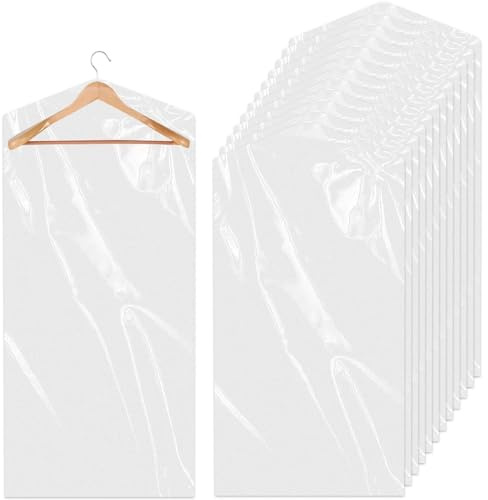 25 Stück Transparent Kleidersacke 120x60cm, Hänge-Kleidersack mit Reißverschluss, Wasser & Staubabweisende Mottensichere Schutzhülle für Anzüge Pullover Hemden
