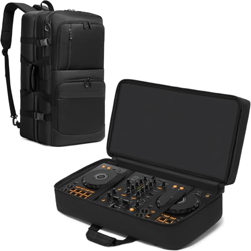Aleemin DJ Controller Case Compatible with DDJ FLX4 / DDJ 400 / REV1, DJ Controller Bag Backpack Padded with Multi-pocket, DJ Soft Case Gig Bag with Adjustable Shoulder Strap and Carry Handle