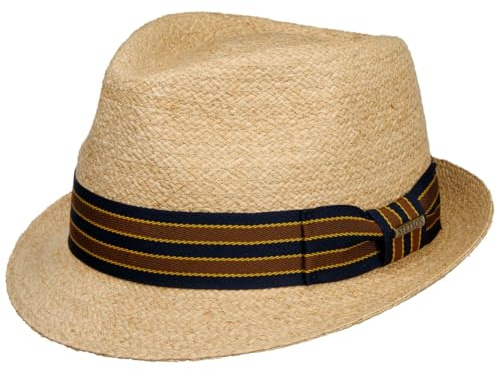 Stetson Yescott Trilby Strohhut Naturfarbener Unifarbener Hut mit UV-Schutz 40 Frühjahr Sommer Damen und Herren