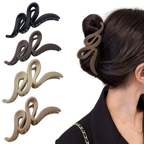 Lithyc Confezione da 4 mollette per capelli con onde grandi, pinza per capelli, pinza per capelli da donna, pinze per capelli grandi, pinze per capelli antiscivolo, per donne con capelli spessi