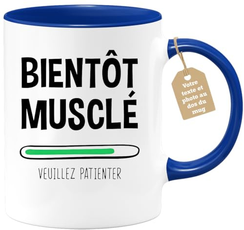 Café-Croissant - Mug Personnalisable Humour Bientôt Musclé Veuillez Patienter - Cadeau Noël Drôle Homme Adolescent Garçon 18 Ans Frère Pote Anniversaire Tasse Musculation Sportif Collègue Haltère