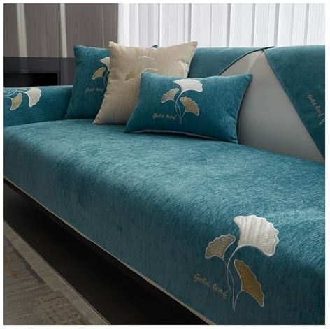 Tauzveok Sofa überzug 3 Sitzer, Chenille Sofabezug, Sofaschoner SitzfläChe rutschfeste, FüR 1-4 Seater L Shape Sofaschutz, Ecksofa Couchbezug, Hund Katze Sofaschutzdecke,Grün,110 * 160cm