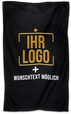 Print Royal PR Personalisiertes Gäste-Handtuch mit Logo & Wunschtext - Handtuch mit Firmenlogo Bedrucken, Werbegeschenke, Verein, Abschiedsgeschenk Kollegen | Fotohandtuch, 30 x 50 cm Hochformat