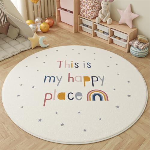 Ueiwffzo Kinderteppich Kurzflor Spielteppich Teppich Rund Krabbeldecke Gepolstert Spielmatte Groß Kinderteppich Babyzimmer Dekoration (C,120 * 120cm)