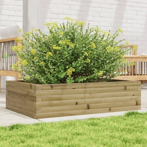 DYRJDJWIDHW bac Plastique rectangulaire,Grand Pot de Fleur Exterieur XXL,Jardinière 90x60x23 cm Bois de pin imprégnéConvient pour Les patios, Les balcons et Les Jardins