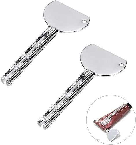 2 Stück silberfarbene Metall-Tubenquetscher für Salon-Zahnpasta, Tubenquetschen, Badezimmer-Sicherheit, Hilfsmittel und Zubehör