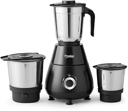 Prestige Apex 500 Watt mixkvarn med 3 rostfria stålburkar | Supereffektiva SS-blad | Svart | 2 års garanti | ISI-certifierad