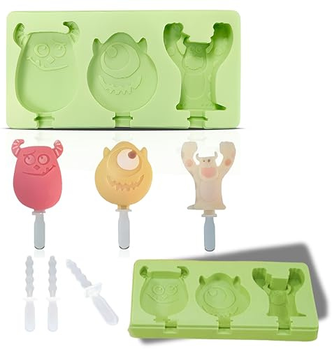 Ktchnhlprz Eis am Stiel Form 2er-Set, Eisform, Stieleisform, Eis selber machen, wiederverwendbare Stiele, Kinder, DIY, perfekt für den Sommer (Monster)