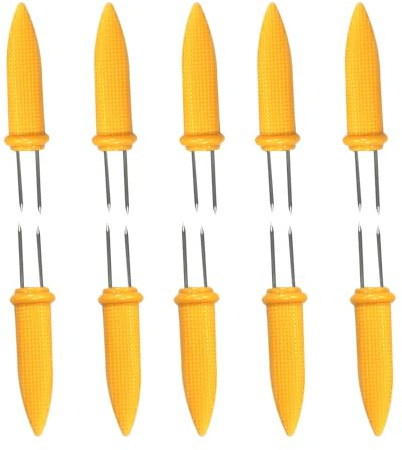3.66 Inch Stainless Steel Corn Holders, Corn on The Grill, Corn on The Cob Skewers, Double Fork Sweet Corn Seat, Home & BBQ Cooking Fork (10 Pcs)