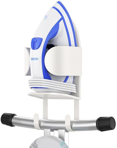 ORLESS Soporte de pared para tabla de planchar, colgador para tabla de planchar, soporte para tabla de planchar, gancho para tabla de planchar, soporte de pared, para lavanderías, color blanco
