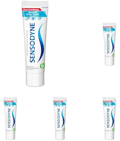 Sensodyne Sensitiv Extra Frisch Zahncreme, tägliche Zahnpasta, bei schmerzempfindlichen Zähnen, 75ml (Packung mit 5)