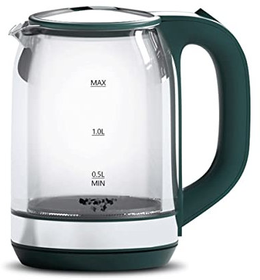 YIHANSS Electric Kettle 2L Glass Water Kettle with Blue Led Indicator Light,1500W Tea Kettle with Auto Power off and Boil Protection,Quick Boil,Quiet/Green/80Cm B