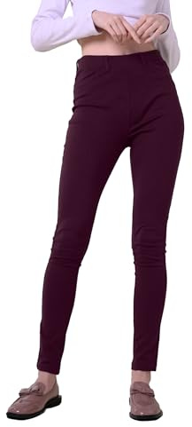 Enorsia damtröja, smala jeggings med elastiskt midjeband och bältesöglor – bekväma bomullsblandningsleggings för snygga fritidskläder – perfekta för ankelstövlar och trendiga utseenden, mörkröd, 40