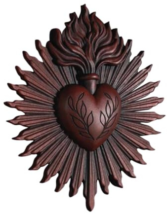 Sharplace Placca Da Muro con Cuori Sacri, Ornamento Sacramentale, Statua Gotica per Casa D'arte, Scultura Da Appendere a Parete per L'ingresso Del Portico ', rosso