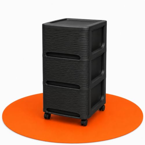 Ondis24 Rollcontainer Schubladenturm Stone 4 Laufrollen 3 Schubladen Büroschrank Aufbewahrungsschrank steinoptik (schwarz)