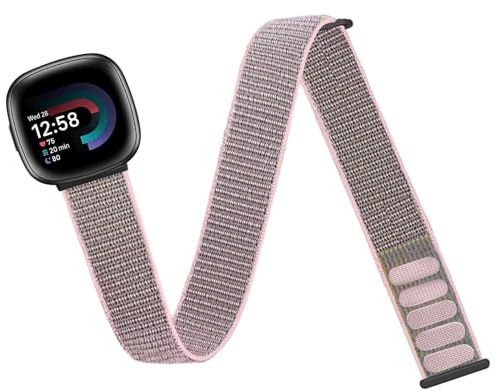 chinbersky Sportarmband Arm Knöchelband Kompatibel mit Fitbit Versa 4/Fitbit Versa 3 /Fitbit Sense 2/Fitbit Sense Armbänder，Nylon Elastisches Einstellbare Weiche Übung Armband Joggen für Männer Frauen