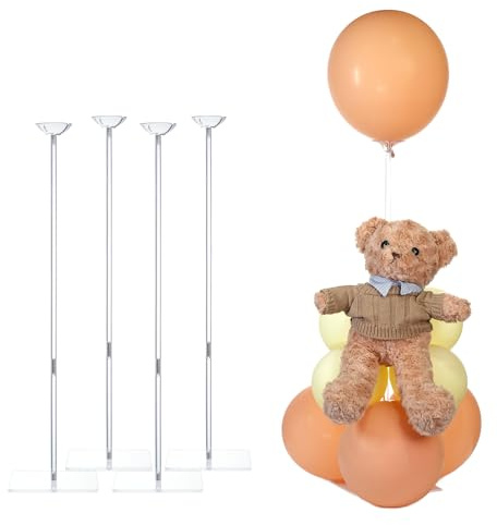 TEKXYZ Supporto per palloncini in acrilico per tavolo, altezza regolabile 40 cm, 50 cm, 80 cm, riutilizzabile, per matrimoni, compleanni, decorazioni per tavoli e pavimenti (set di 4)