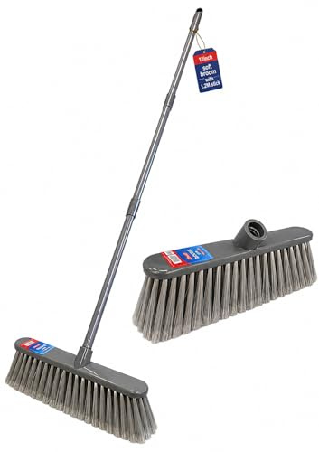 Soft Bristle Broom with 1.2M Long Handle – Indoor Sweeping Brush for Tile, Wood, Laminate Floors – Lightweight Broom for Home, Kitchen,Patio, Garden and Office Cleaning (Pack of 1) - By Best House