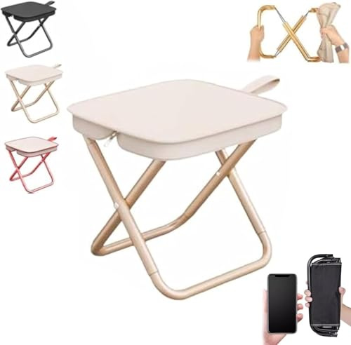 Tragbarer, Klappbarer Campinghocker, Kleiner Angelstuhl, Leichter, Klappbarer Fußhocker, Mini-Slacker-Hocker Mit Wasserdichter Tasche For Camping, Angeln, Grillen, Picknick, Skizzieren, Mit Tragetasch