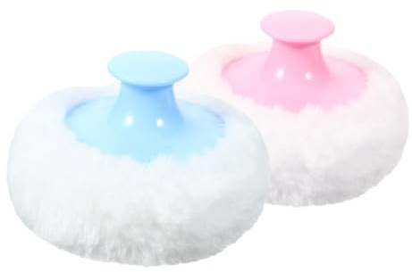 Babypuderquaste mit Griff 2 Stück 8cm Plüsch für Babyhaut | Gleichmäßiges Auftragen von Puder, Sanfte Oberfläche aus Pp und Plüsch, für Wickeln und Pflege, mit 2 Farben