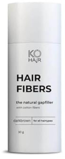 KÖ-HAIR FIBERS 30g – Streuhaar aus Baumwollfasern zur Haarverdichtung | Natürlich wirkendes Schütthaar gegen Haarausfall | Haarpuder für volleres Haar | Kaschiert lichte Stellen sofort (Dunkelbraun)