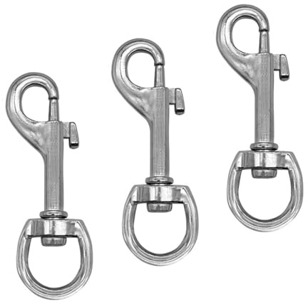 3 Stück Karabiner-Haken mit Drehgelenk Silber Drehgelenk Karabinerhaken Bolzenkarabiner für Hunde-Leine Stabile Karabinerhaken mit Drehgelenk für Hundeleine Schlüsselbund
