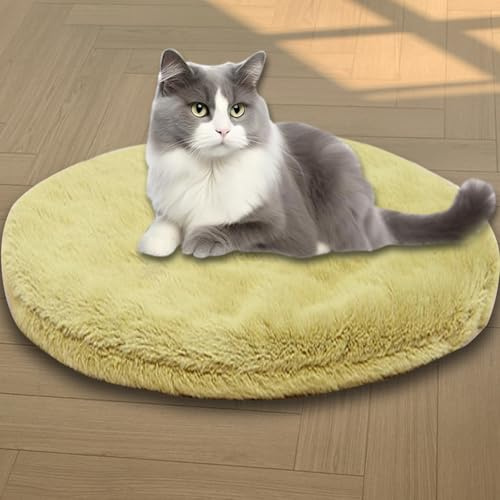 Coperta calmante per gatti, lavabile, lussuosa, tappetino per cani, morbido, soffice panno di flanella di alta qualità, caldo, cuscino su entrambi i lati (verde scuro, S, 43 cm rotondo)