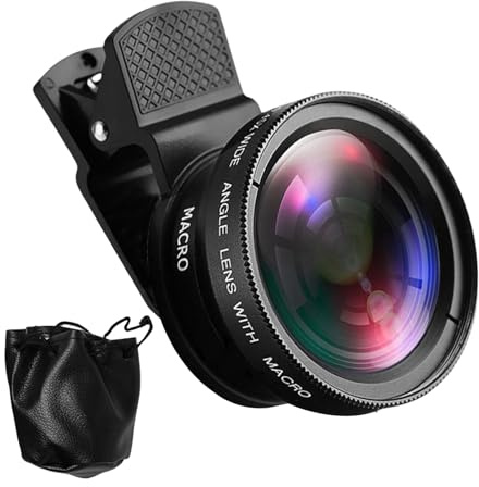 Lente della fotocamera del telefono - grandangolare 0,45x, 15x Super Macro attaccamento | Accessorio fotografico professionale per catturare i piani all'ingrosso e un paesaggio con smartphone durante