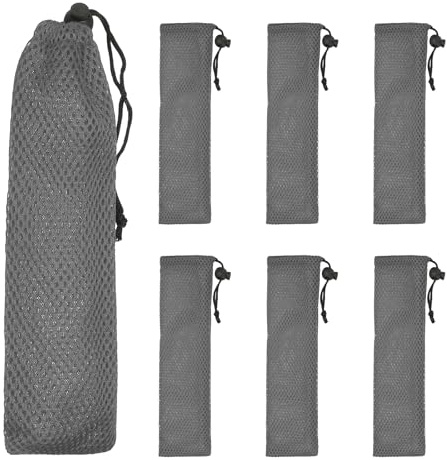 sourcing map 6 Pcs Pouch Bag Straw Carrying Cases, Portable Cutlery Sleeve Chopstick Case Utensil Bag for Home Travel Outdoor Storage Fork Spoon Chopsticks, S & Gray