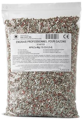 R&R SHOP - Fertilizante Profesional Starter CE para Césped, NPK 15-25-6, Efecto Inmediato, Enraizamiento Rápido y Crecimiento Uniforme (4.5Kg - 150mq)
