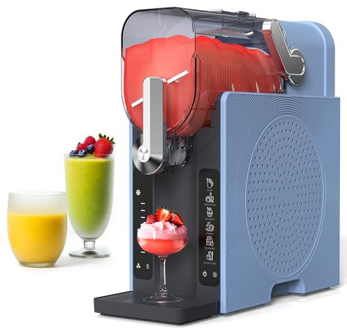 Slushie Machine, Slushy for Home No Ice Need, Soft Serve Ice Cream Maker & Margarita Machine, Auto-Cleaning, 6 Presets for Milkshakes, Frappés, Frozen Drink and More, 1 Insulated Cup (blue)
