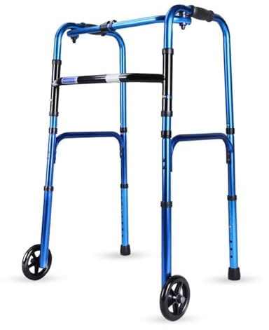 Andador Andador plegable con ruedas, andador con ruedas delanteras, andador ligero, altura ajustable(Blu)