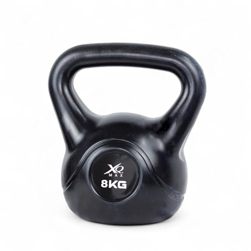 Pesa Rusa, Kettlebell 6, 8 y 12kg - Kettlebell, Pesos Fitness, Asa Ergonómica, Ejercicio en Casa, Base Estable, Ketelbell, Kettle Bells, Plástico Resistente con Relleno de Cemento (8 Kg)