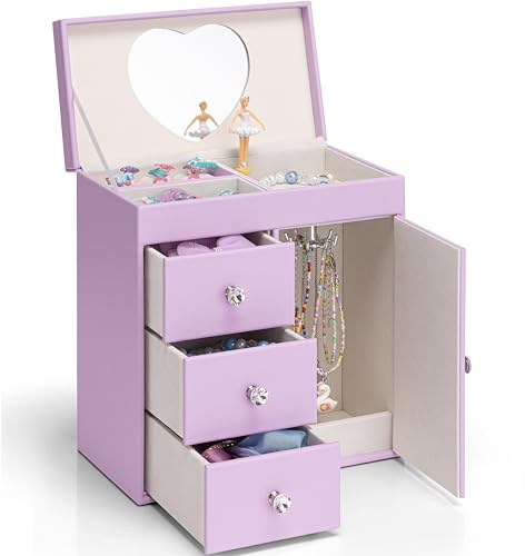 VLANDO Portagioie musicale per ragazze, grande bambino, scatola musicale con ballerina per compleanno, camera da letto, decorazione a 4 strati, regalo per bambini