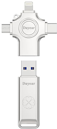 Dayear - Memoria USB C de 256 GB para palo de fotos, memoria USB 4 en 1 para iPhone/iPad/Android/PC/Mac, almacenamiento USB C externo para copias de seguridad de fotos/videos