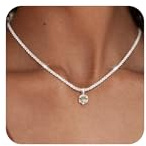 Maynor Geburtsstein Halskette Damen 925 Sterling Silber Kette Zirkonia Anhänger in 12 Farben,Personalisiert Wasserfest Mode Schmuck Ketten Geschenk für Frauen & Mädchen