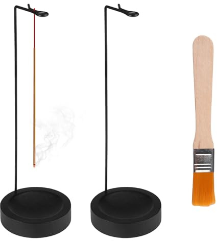 2 Piezas Soporte de Incienso 2 en 1, Soporte para Varillas de Incienso de Madera, con Base de Madera Extraíble, Estilo Moderno, para Decoración del Hogar, Dormitorios, Oficina, Yoga, meditación, Negro