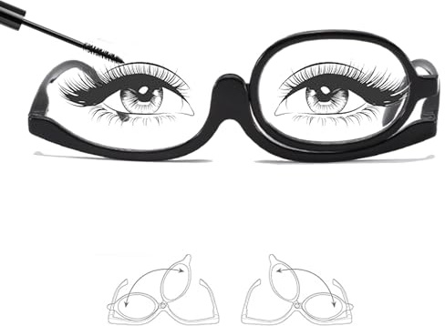 Generisch Make-Up-Brille, Magnifying Cosmetic Readerss Make-Up Essential, Rotating Lupen Lese Brillen Frauen, Flip Down Lesehilfe Brille Für Kosmetisches, Make-Up-Lesebrille(Schwarz,3.5x)