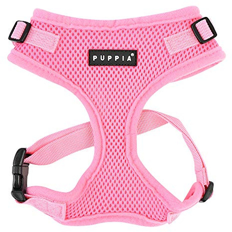 Authentic Puppia RiteFit Harness with Adjustable Neck, Pink, Small