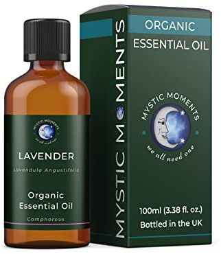 Mystic Moments | Organic Lavender Essential Oil 100ml| Lavandula angustifolia | Soft Floral Herbal Aroma | Relaxing Oil for Diffusers & Blends