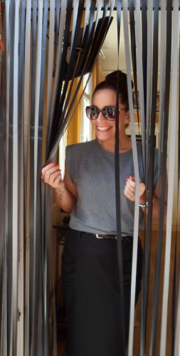 Heavy Duty Bug Fly Curtain, Strip Curtain, Door Blind-BLACK & SILVER- 90cm WIDE