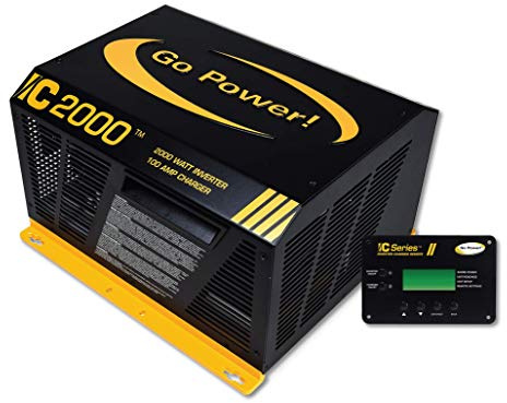 Go Power GP-IC2000-12-PKG 3-in-1 Inverter Charger, 2000W Pure Sine Wave Output, 12V to 120V AC, 3400W Surge Capacity, 100 Amp Charger, Dual 50 Amp Transfer Switch, 12V for RV, Marine, and Off-Grid Use